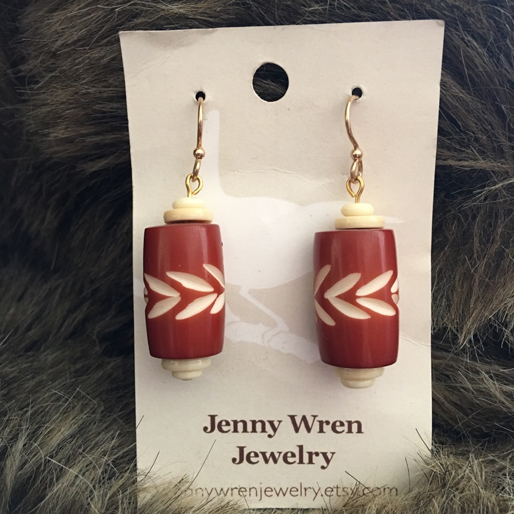 Jenny Wren fish hook dangle earrings handcrafted